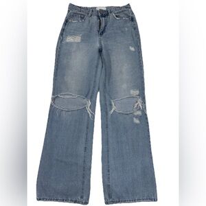 Women’s Vervet Wide Leg Blue Jeans Light Distressed Size 28